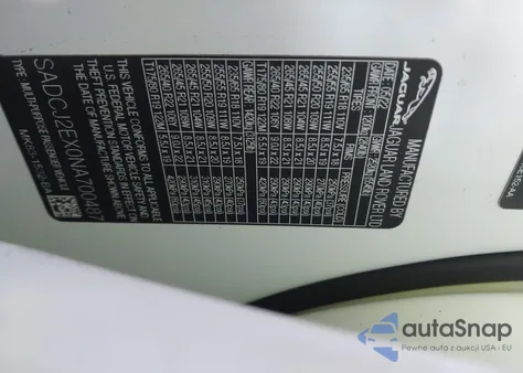 2022 Jaguar F-Pace S P250 Awd Automatic z USA, uszkodzony, nr VIN SADCJ2EX0NA700487